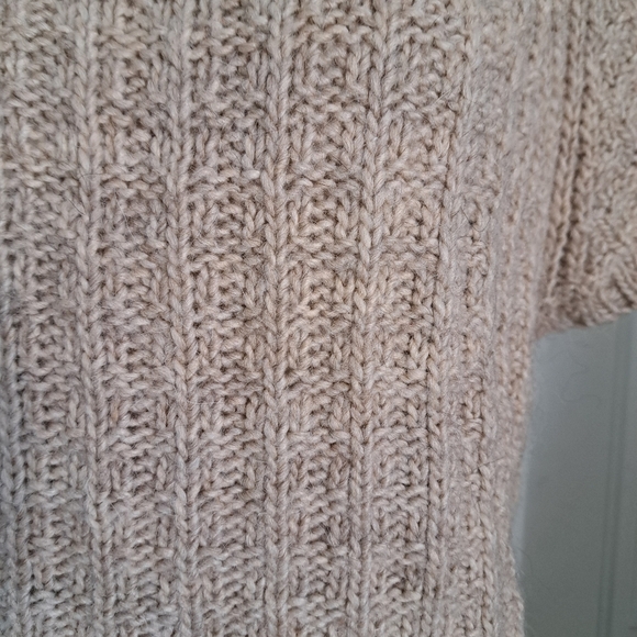 St. ambecco short sleeve turtleneck chunky knit neutral beige acrylic ITALY LG - Picture 7 of 9